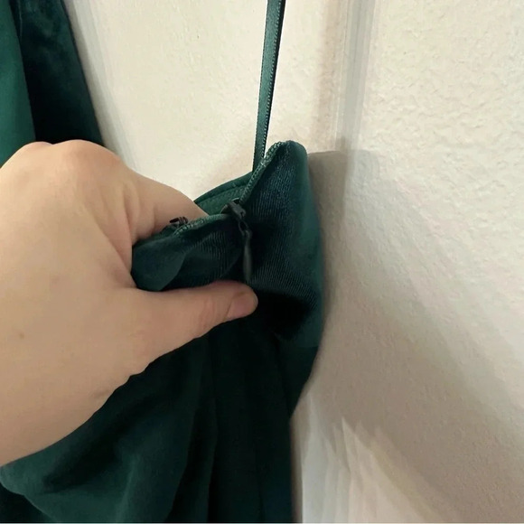 Lauren Ralph Lauren Chiffon One Shoulder Bow Forest Green Dress Sz 14 NWT - Picture 7 of 15